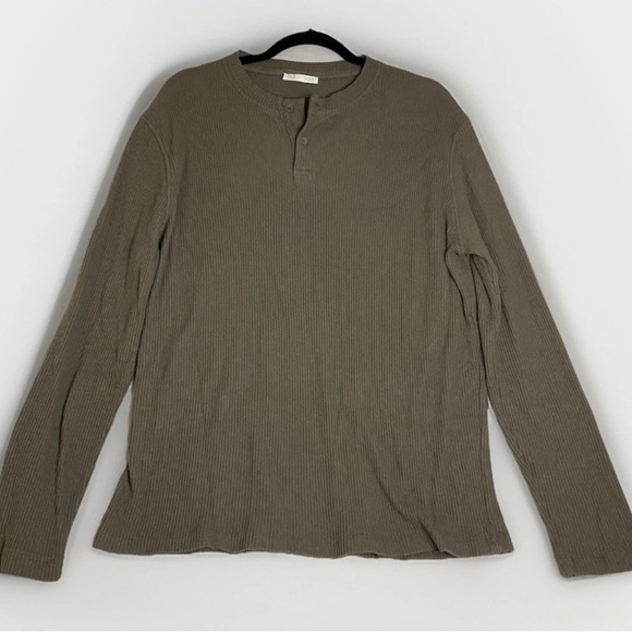 Zara Man Grey Henley Long Sleeve T-Shirt Cabincore Fishermancore Casual Comfort - Picture 1 of 6